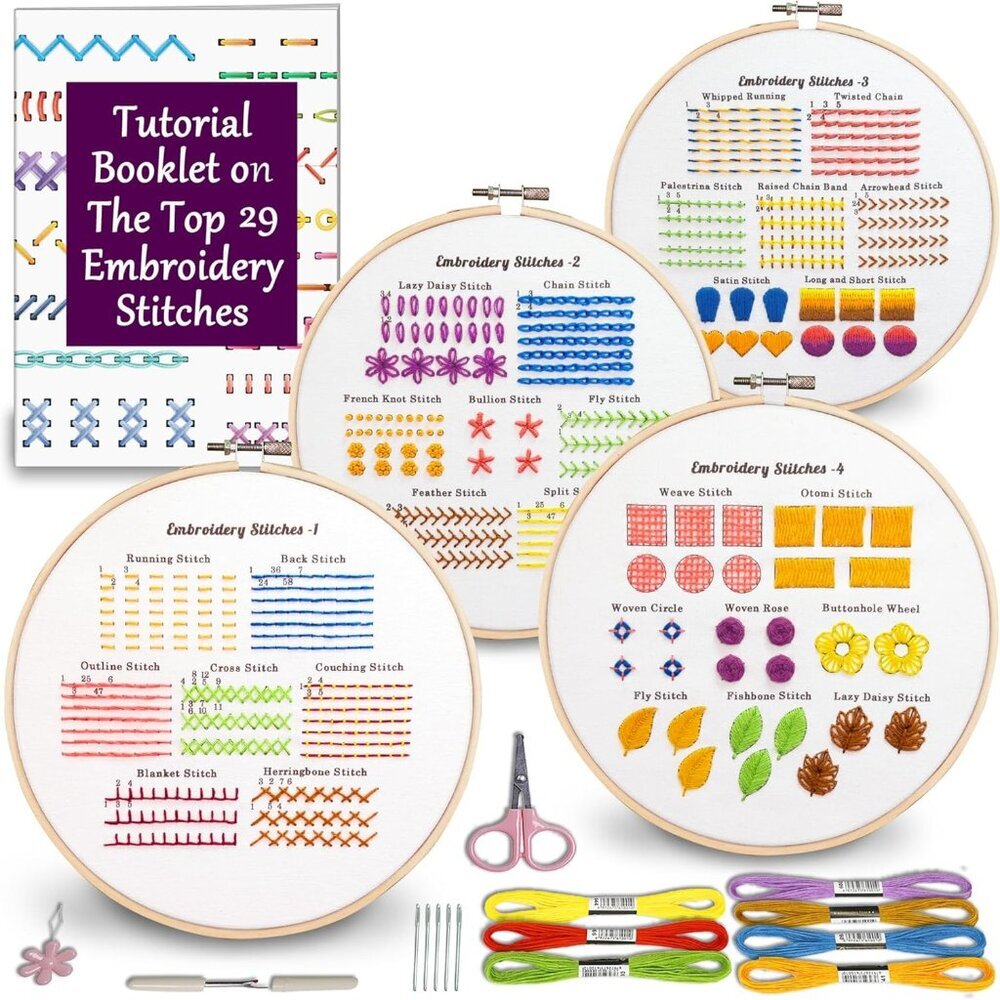 Classic Embroidery Stitches Practice Kit, Embroidery Kit for Beginners, Beginner